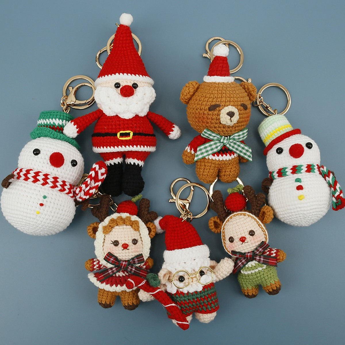 Christmas Crochet Keychain Set centered on a clean product background