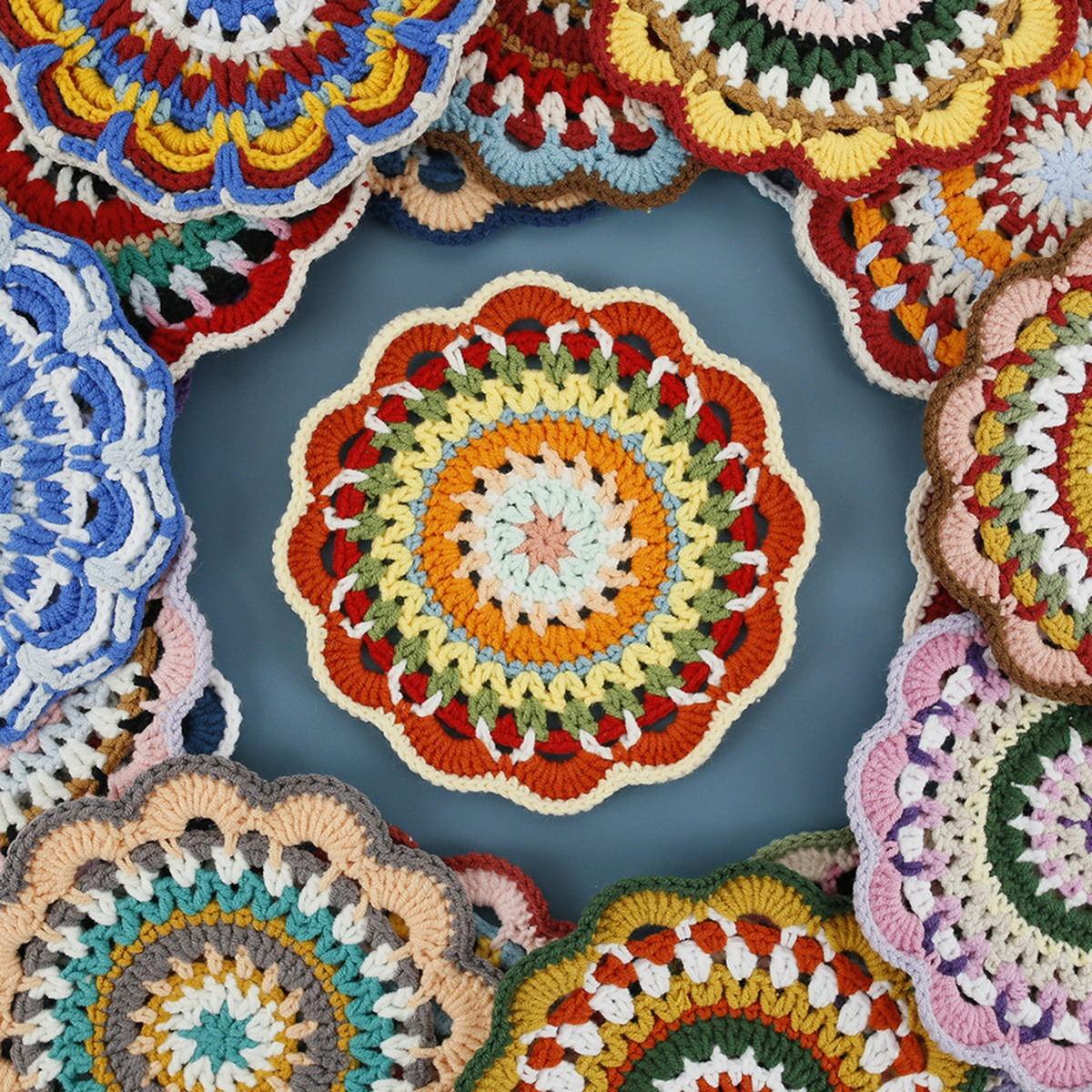 Mandala Crochet Coaster Collection centered on a clean product background
