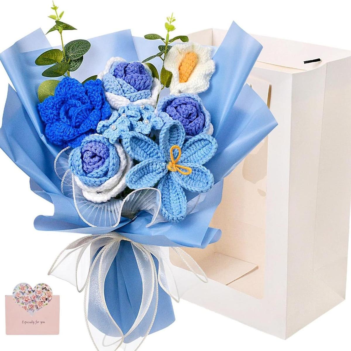 Modern Gift Box Crochet Bouquet Collection shown in a clean product photograph