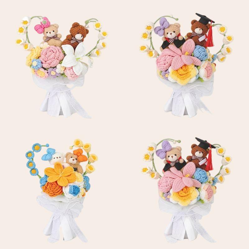 Heart Frame Celebration Crochet Bouquet shown in a clean product photograph