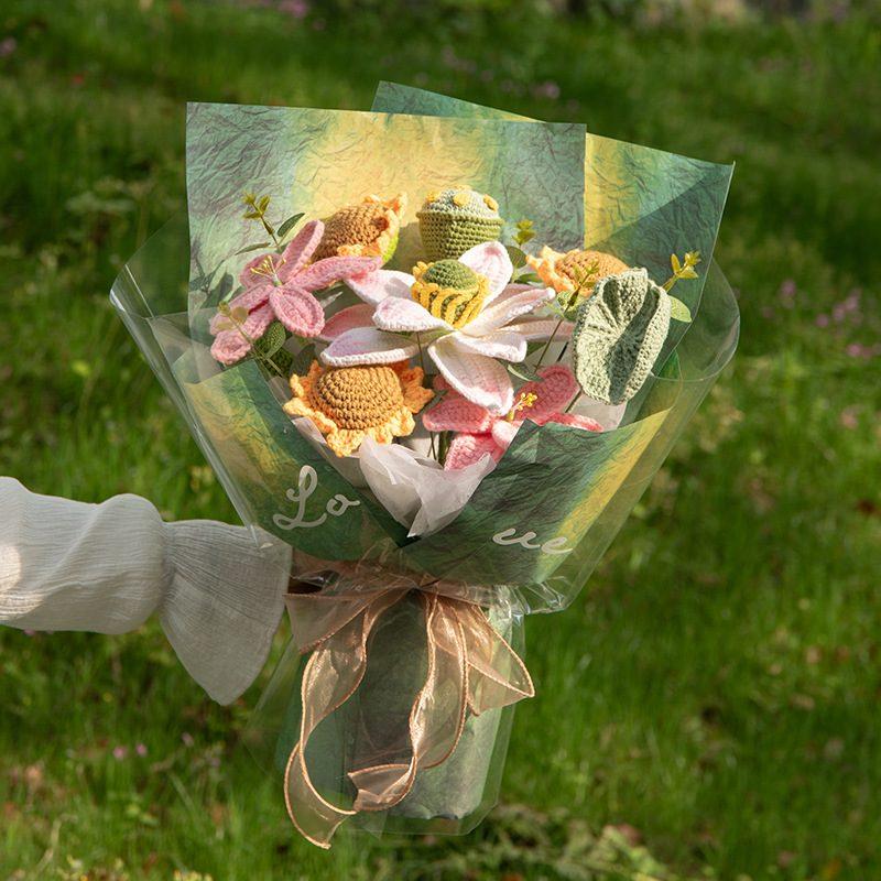 Lotus Garden Premium Crochet Bouquet shown in a clean product photograph