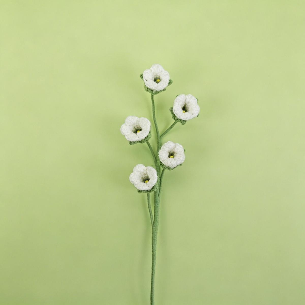 Bellflower Crochet Stem on a clean pastel product background