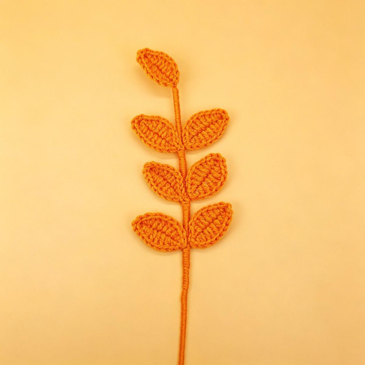 Four-Leaf Clover Crochet Stem on a clean pastel product background