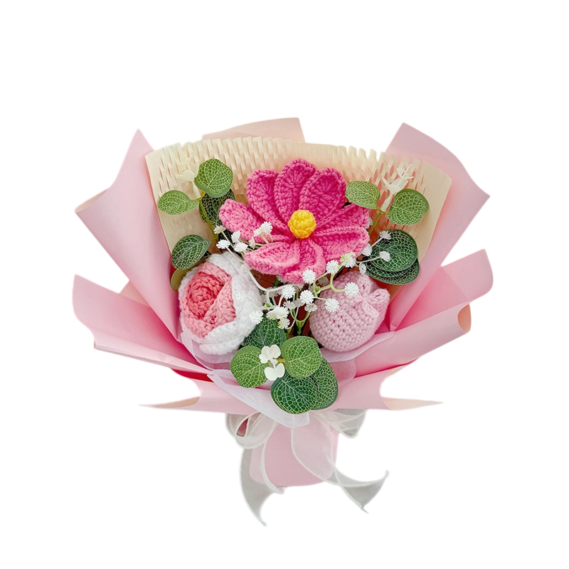 Pink crochet flower bouquet for wholesale gifting